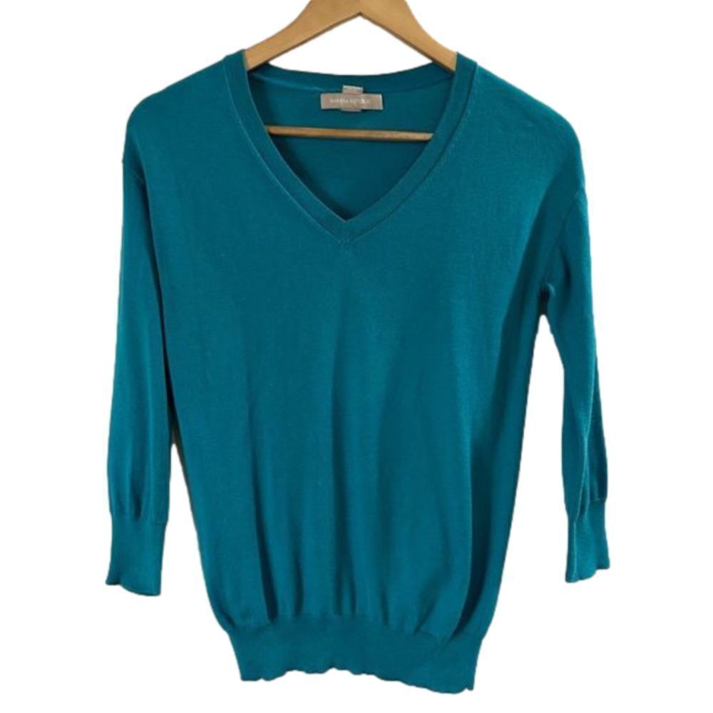 Banana Republic Teal V-Neck Sweater